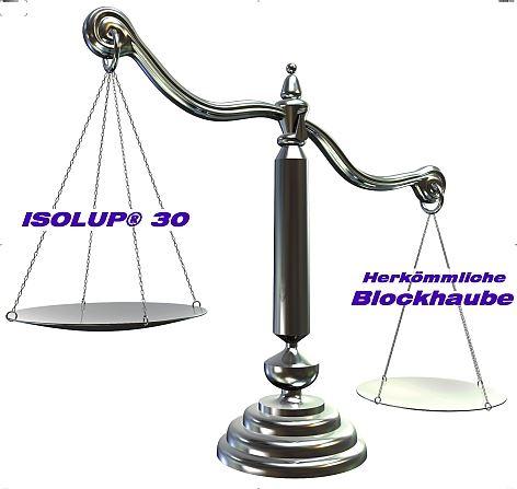 Das Gewicht der ISOLUP® 30 ist ca. 60 % geringer als bei herkömmlichen Blockhauben.